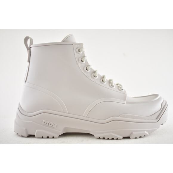 Dior Daniel Arsham Mens Grey Beige Logo Rubber High Top Lace Up Flat Boot 43 10 - Picture 2 of 11